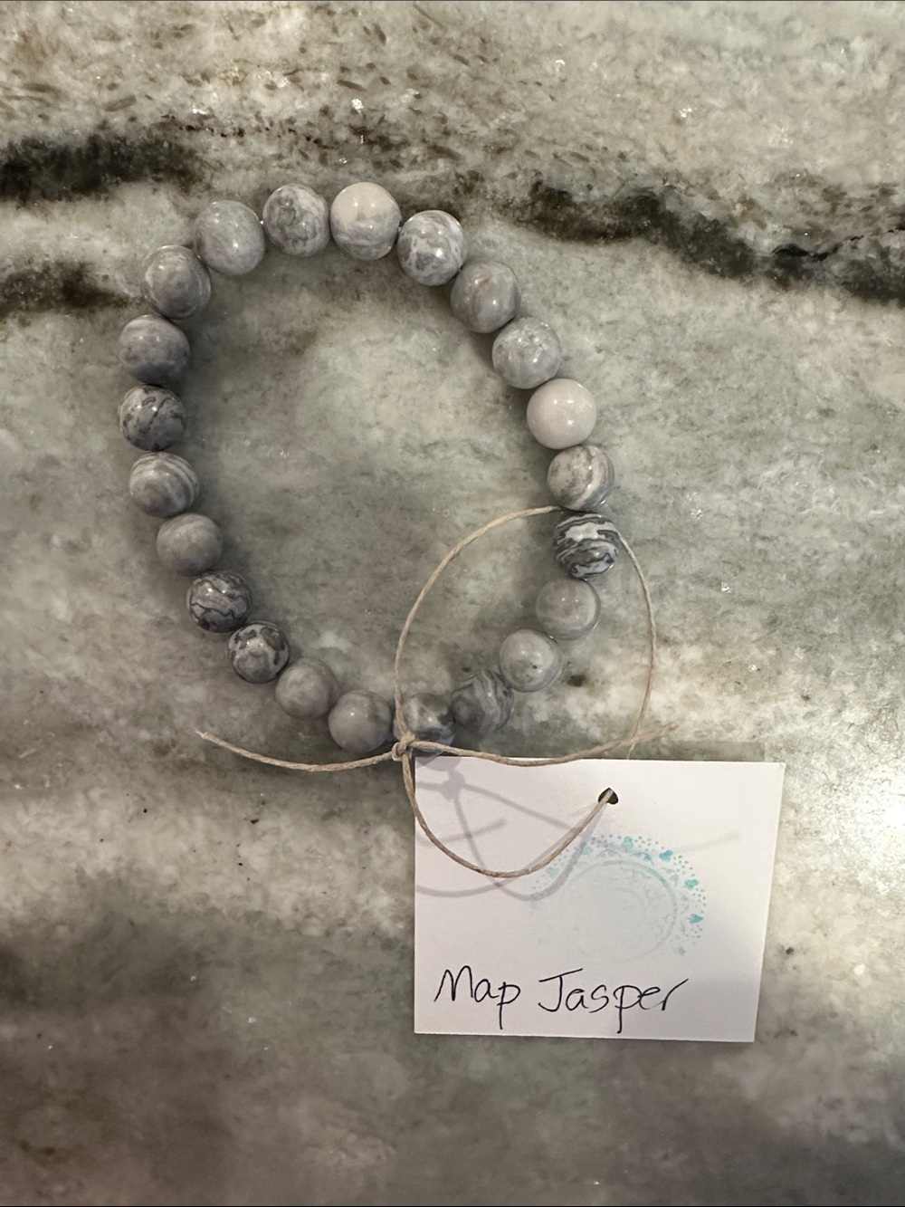 Reiki Infused Map Jasper Natural Stone Beaded Bracelet